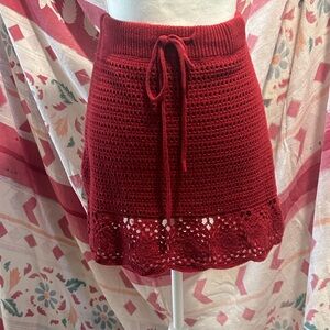 Universal Thread Red Crochet Mini Skirt